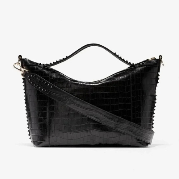 Cole Haan Rodarte Black Croc-Embossed Satchel purse - Picture 14 of 15